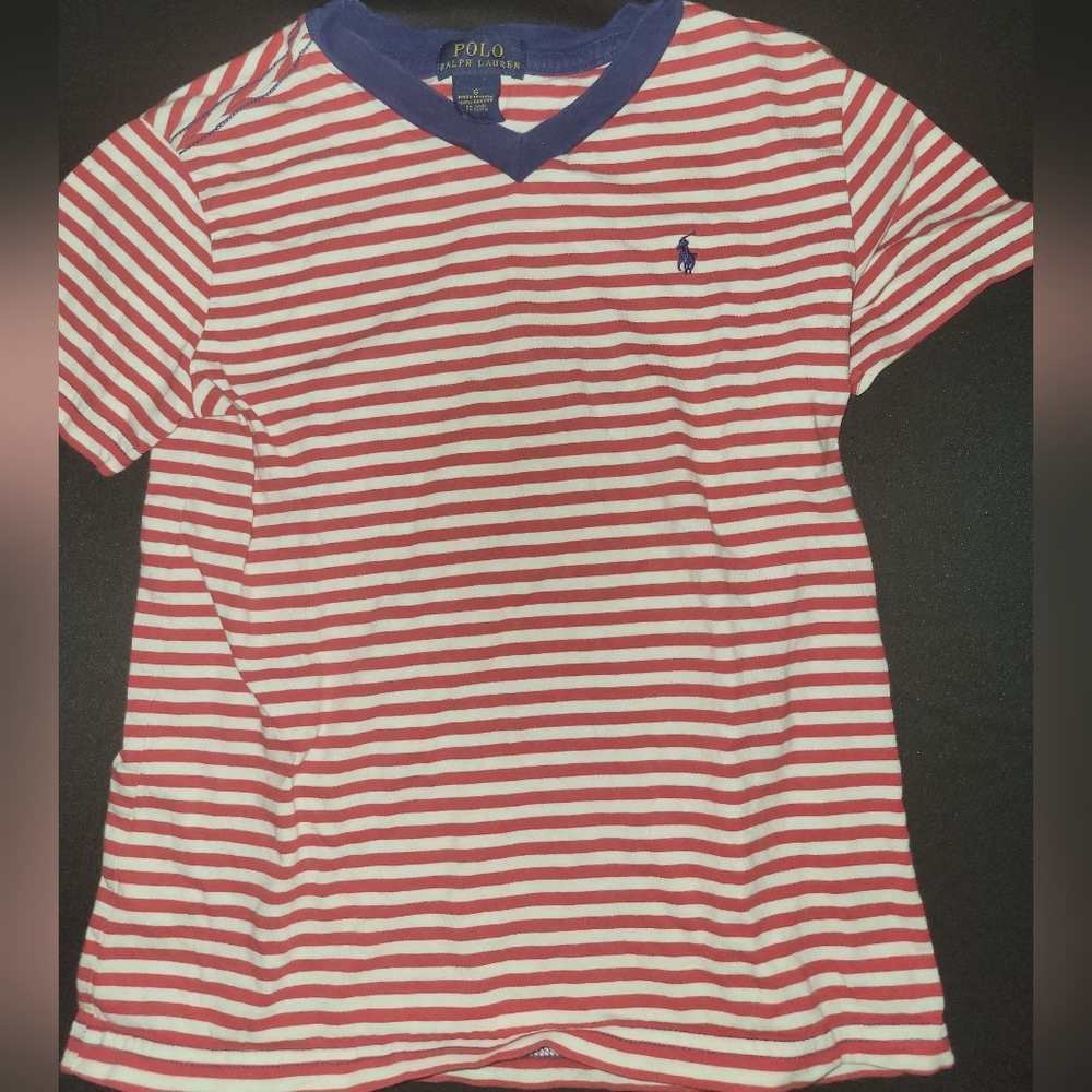 Ralph Lauren Boys Red Striped Tee